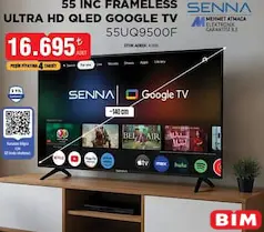 SENNA 55 İNÇ FRAMELESS ULTRA HD QLED GOOGLE TV 55UQ9500F AKILLI TELEVİZYON